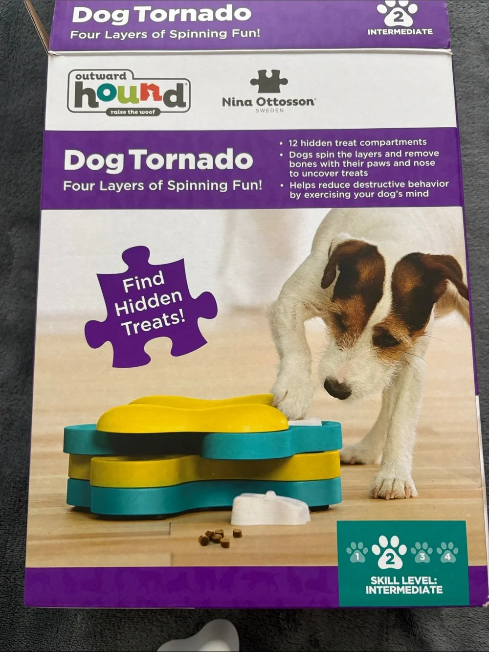 Outward Hound Yellow and Teal Dog Tornado Puzzle Toy